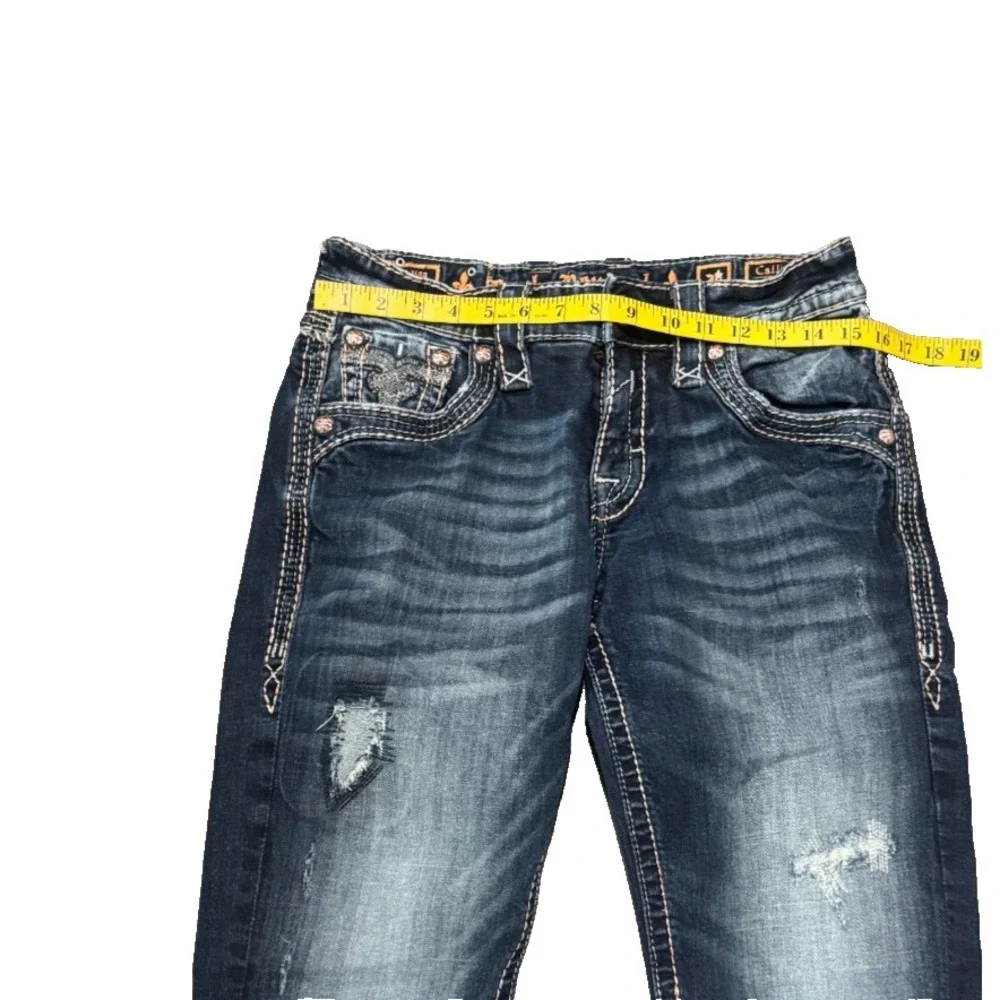 Rock Revival Callix Straight Jeans Mens 30 Blue Dark Wash Denim distressed